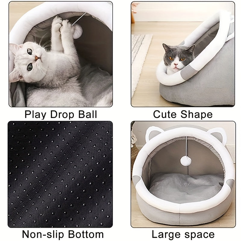 Cozy Cartoon Cat Cave Bed